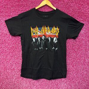 Def Leppard Hall of Fame British Flag Heavy Metal Band Tee M